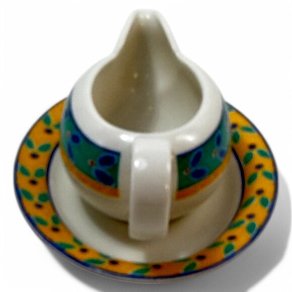 Royal Doulton Cabana Gravy Boat and Underplate Green Blue Yellow New - Picture 15 of 16